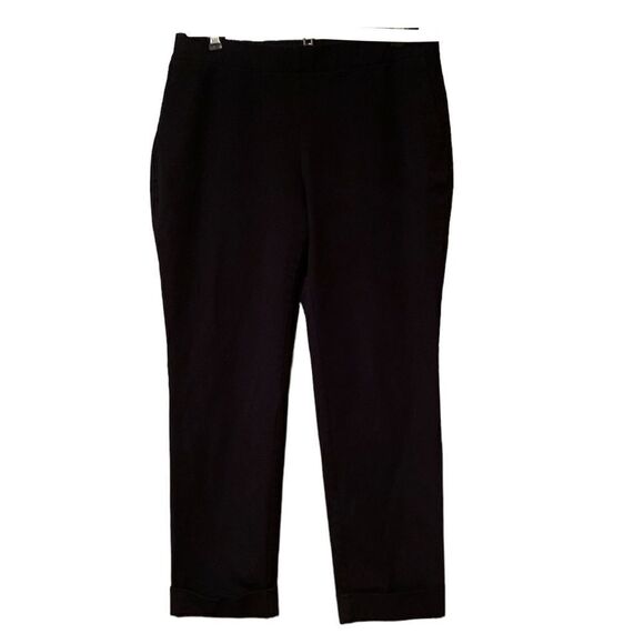 J Jill Black Bi Stretch Trouser Cuffed Cropped Pant Size 8 Pull On - Picture 1 of 10